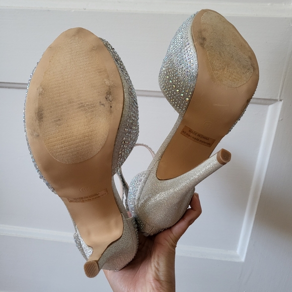 Dream Pairs Swan Iridescent Glitter Rhinestone Platform Stiletto Heels - Picture 8 of 9